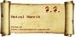 Hetzel Henrik névjegykártya